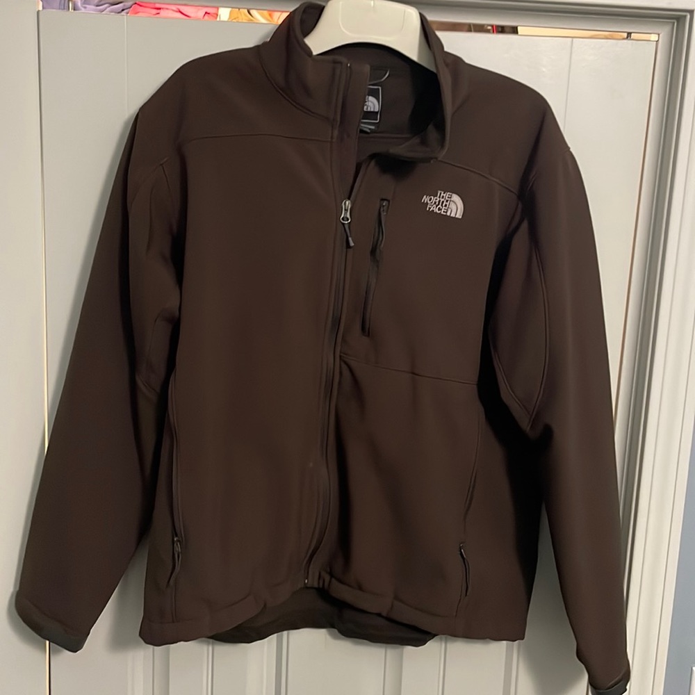 The North Face chocolate brown soft shell jacket